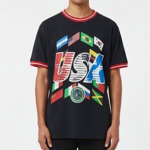 Rolling Paper Brand Shirt Mens Sz Large USA Flag International Flags Tee Graphic